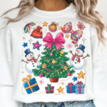 Preppy Christmas Tree Png, Glitter Xmas